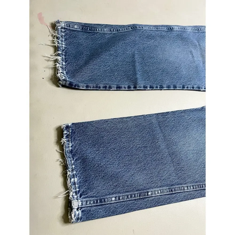 Vintage‎ Wrangler Jeans Mens Actual 34x28.5 Light Wash Straight Denim distress